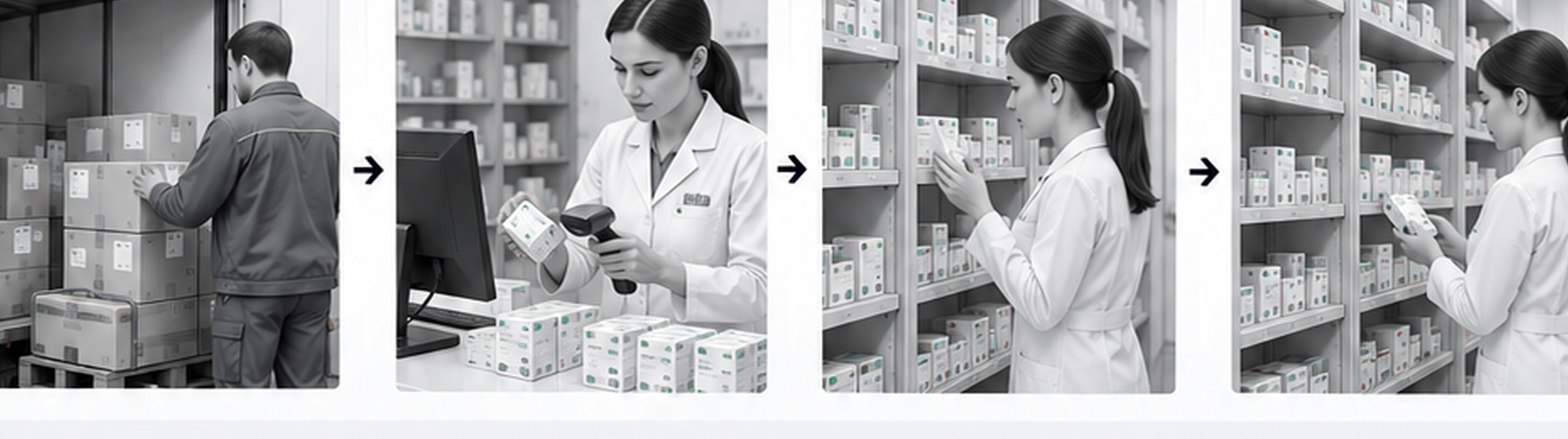 Manual stock receiving, scanning and shelf put-away