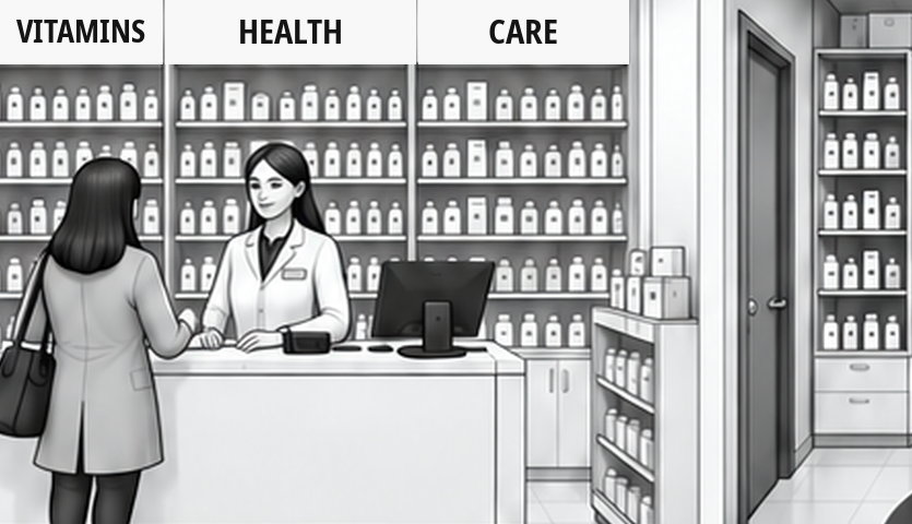 Conventional pharmacy interior